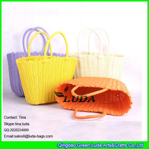 Buy LUDA simple popular solid color pp rope straw picnic big bag at wholesale prices