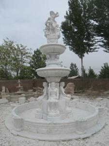 China Man and Woman Statue Carved White Marble Stone Fountain on sale