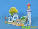 3D Puzzle Card Models Kids Intelligent 4C Color ROMANTIC SEA BEACH