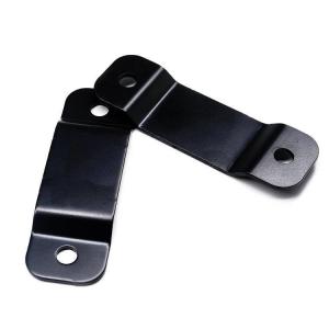 China Bracket Clip Custom Metal Stamping Parts Mounting Black Coating Support Bracket on sale