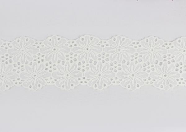 Buy Beige Stretch Cotton Embroidered Lace Trim For Sewing Decoration DIY Wedding Dress at wholesale prices