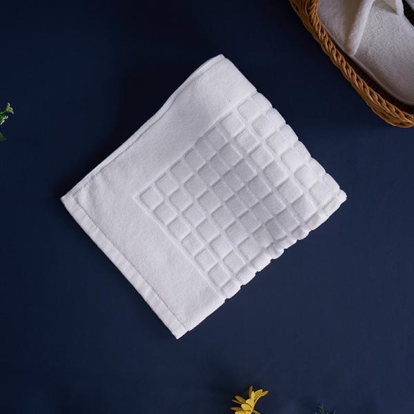 White Hotel Bath Mat For Hotel Custom Logo Size Jacquard Rectangular Home