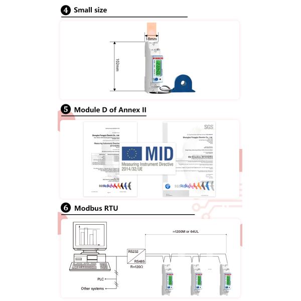 High Accuracy Class1 120/230V 100A MID Approved Din Rail Submeter RS485-Smart Energy Meter