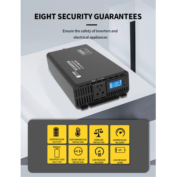 1000W 220V Home Car LCD Screen High Power Converter Inverter With Mppt Charge Controller