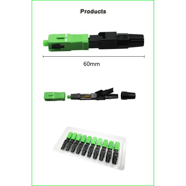 FTTH SC APC Fiber Optic Quick Connector Can be reused 55 mm Long Fast Connector