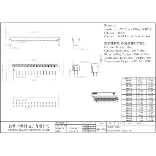 2.54mm 16 Pin IDC Connector Male Header UL 94V 0 60V AC / DC Operating Voltage