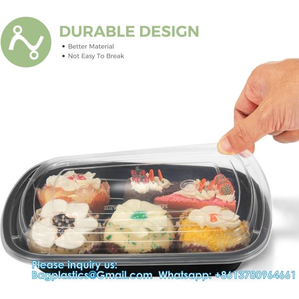 Black Plastic Containers With Lids For Storage-Microwave & Freezer & Dishwasher Safe, BPA-Free, Durable&Stackable