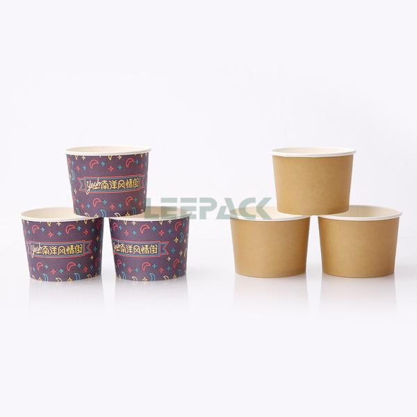 Double PE coating Ice cream container customized disposable 4oz 8oz 10oz 12oz paper bowl ice cream cup with lids