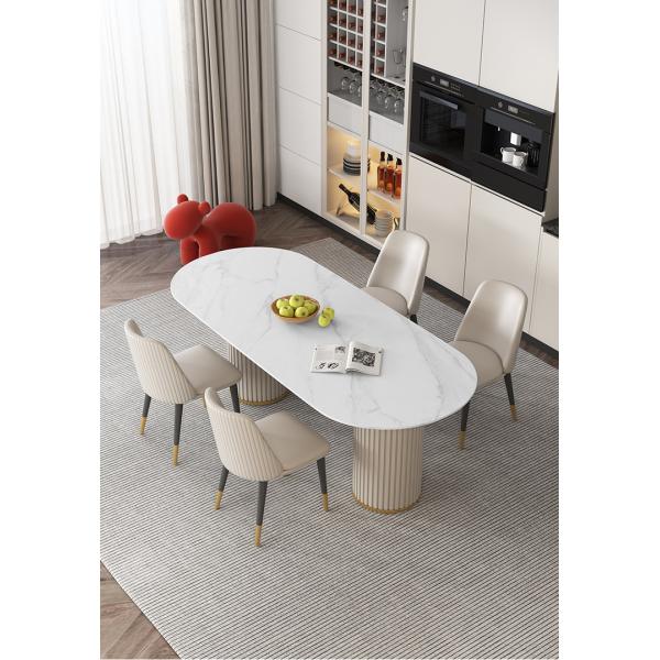 Retractable Rotation Rock Board Dining Table Rectangular Solid Wood Striped