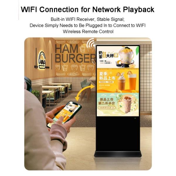 8 Array Mic 75 Inch Vertical Interactive Totem LCD Digital Signage Android Operating System