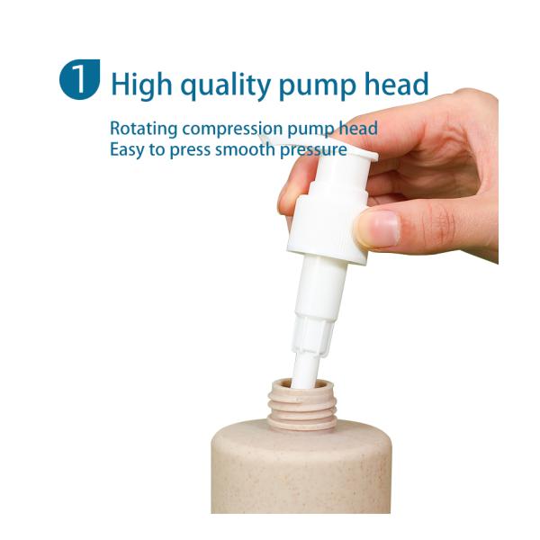 100ml-500ml Recyclable Lotion Shampoo Dispensers with Pump and Wheat Straw Body Material