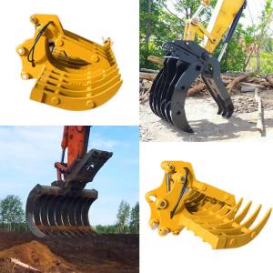 China Durable Forestry Rake For Excavator , Q355B Excavator Rake Bucket For Hitachi Zx200 Zx300 on sale