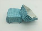 Baby Blue Paper Cupcake Liners , White Dot Square Cupcake Wrappers Heat