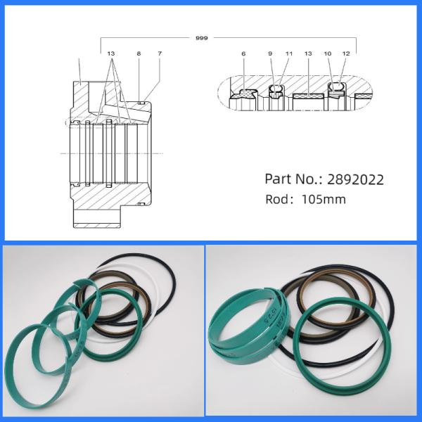 2892022 Liebherr Rod Seal Kit For A900C A904C R912 R914B A900C-LI, R904C LI, R904C HD-SL 2000 LI, R912HD-SL, R912 LC