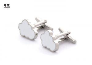 China Custom Metal Cuff-links For Shirt With White Soft Enamel Color Fill on sale