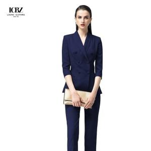 China Fashion Custom Cotton Double Breasted Suit Clothing Pants for Women Ladies Office Suits on sale