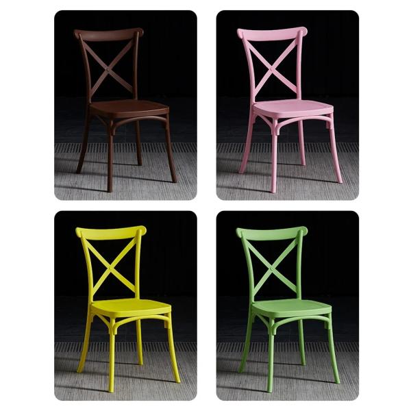 Hotel Wedding Event PP Pink Plastic Dining Chairs Stackable Customized X Cross Back
