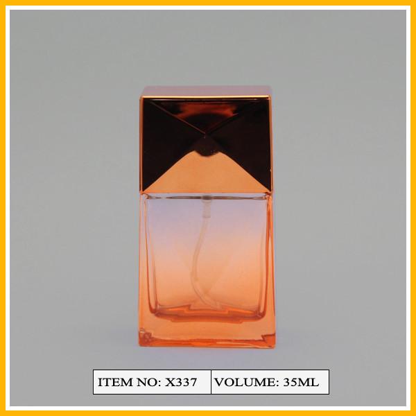 Buy Empty Square Art Glass Perfume Bottles 35ml Transparent Orange at wholesale prices