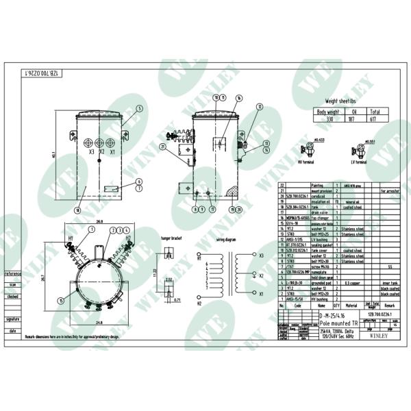 Pole Mounted Overhead Distribution Transformer