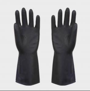 heave duty latex black industrial rubber glove
