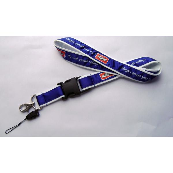 Orangnic Cotton Custom Printed Lanyards For Keys , Black Dye Sublimated Lanyards