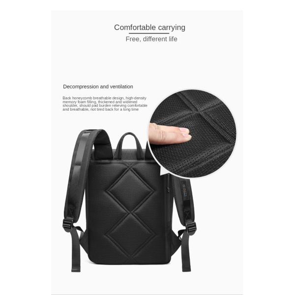 PU Leather Travel Men Business Backpack With Physiological Curve Back