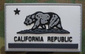 Quality Hook PVC Military Patch California Republic Black White 2x3&quot; Rubber Tactical Patches for sale