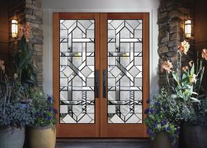 Quality Interior Wood Doors Classical Art Glass Panels Thermal Sound Insulation for sale