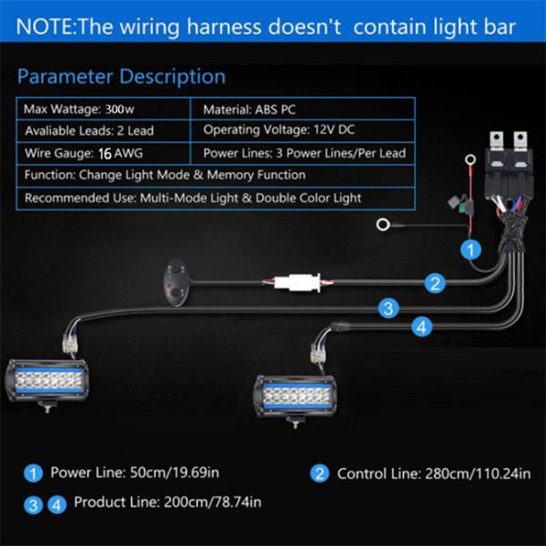 3m LED Light Bar Automobile Wire Harness 12V 300W For Switch Relay Kit