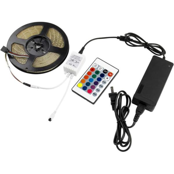 16 Million Color Led Light Strip Controller 5-24v With Ir 24 Key Remote Control