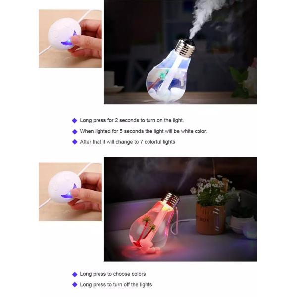 400ml Aroma Air Humidifier , Light Bulb Humidifier 153*88*88mm Size
