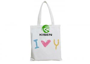 Durable Thick Organic Cotton Canvas Bags , Logo Printed White Cotton Tote Bag