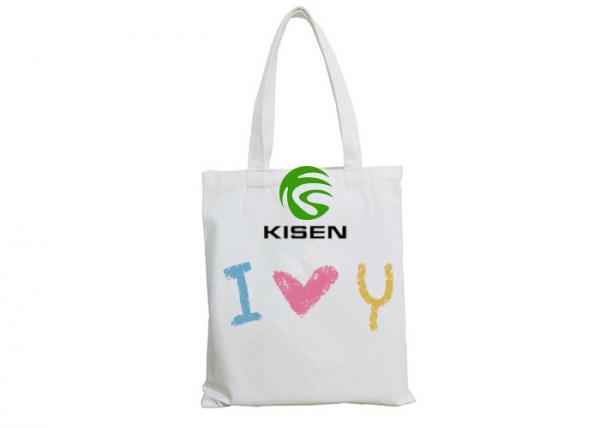 Buy Durable Thick Organic Cotton Canvas Bags , Logo Printed White Cotton Tote Bag at wholesale prices