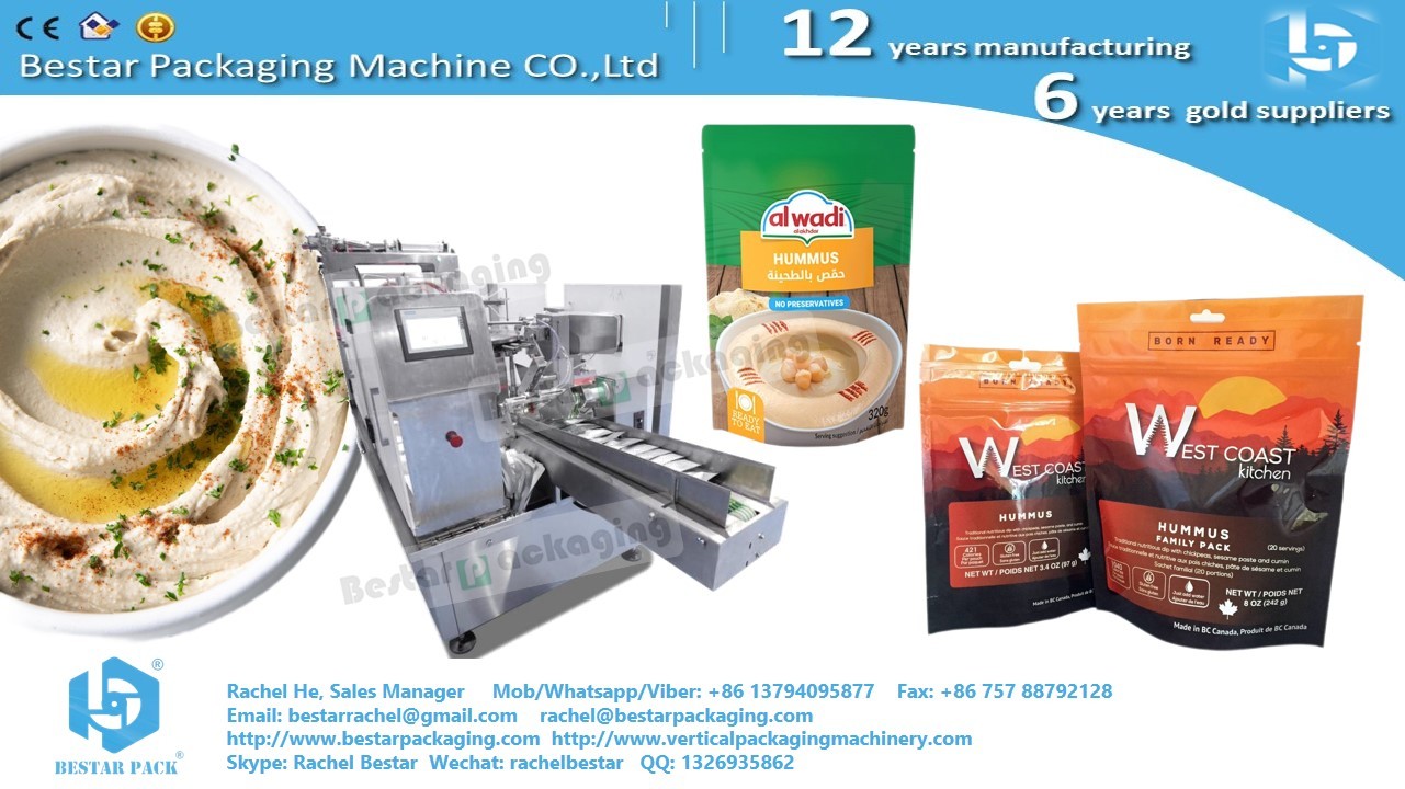 Semi-cooked food packaging meat and soup mixing packing doypack machine
