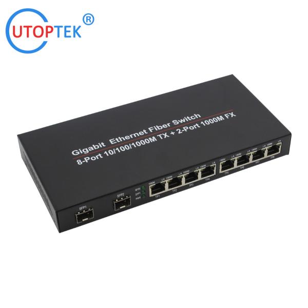 10/100/1000Mbps 8port RJ45+2port SFP/SC fiber ethernet media converter switch normal switch