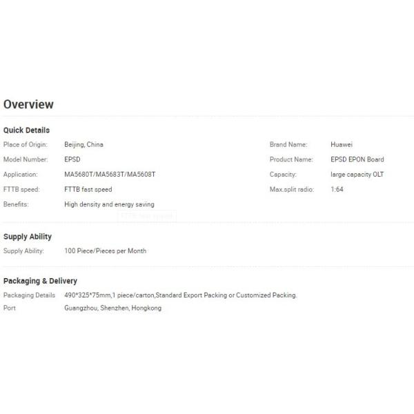 8 Port Epon Olt Epsd Sevies Board Fiber Optical Equipment