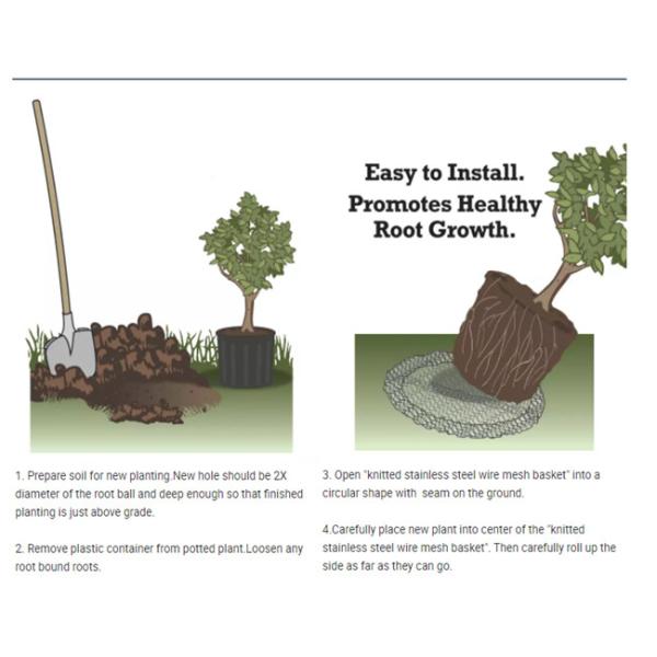 SS304 Knitted Wire Mesh Planting Basket 0.05-0.48mm For Tree / Flower