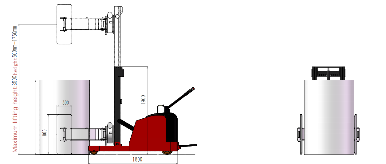 1000kg 1500kg 3000mm Fully Electric Paper Roll Stacker with Clamps Carrier Lift Clamp Stacker with CE certificate