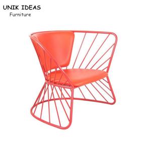 China Basket Metal Frame Dining Chairs Red Italian Minimalist Coffee Shop 76x64x69cm on sale