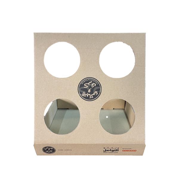 Goods in Stock Wholeasale Cheap Customized Printed Corrugated Paper 4 Coffee Cup Holder with Logo MOQ 100PCS