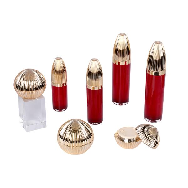 Translucent Stripe Design Plastic Acrylic Lotion Pump Bottle And Cream Jar For Logo Acceptable Skincare Cosmetic Packaging