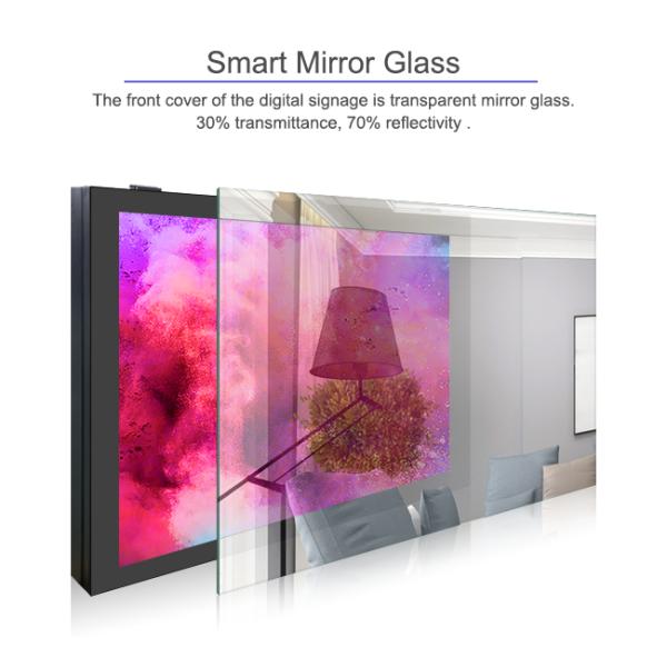 Semi Outdoor LCD Digital Signage Smart Mirror Glass T/R 50%/50% LCD Display Capacitive Touch Screen