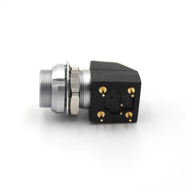 Buy 2 Pin Circular PCB Board Connector Push Pull Elbow 90° Socket With Two Nuts at wholesale prices