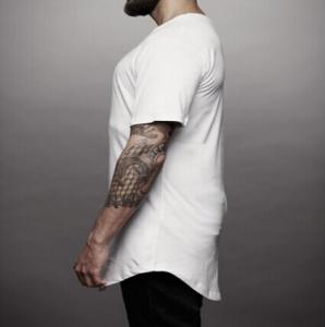 Quality Round bottom casual man long fit t shirt blank white t shirt below $1 for sale