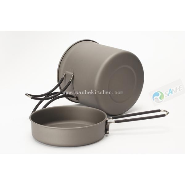 Titanium cookware set, soup pot and frying pan/camping cookware set