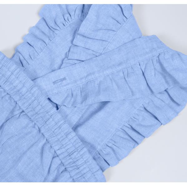 Little Girls Linen Fabric Dungarees Overalls Flutter Sleeve Jumpsuit Casual Wear