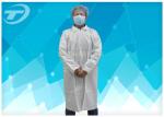 Medical Disposable Lab Coats Breathable Non woven With Shirt Collar Knitted Cuff