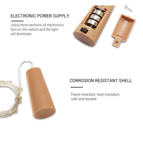 String led Wine Bottle with Cork 20 LED Bottle Lights Battery Cork for Party Wedding Christmas Halloween Bar Decor Warm