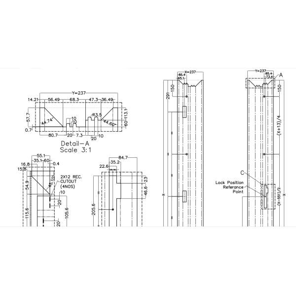 Metal door frame whole drawing profile 