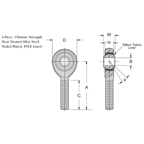 UMAX - T Precision / Heavy Duty Rod Ends Parts Drawing
